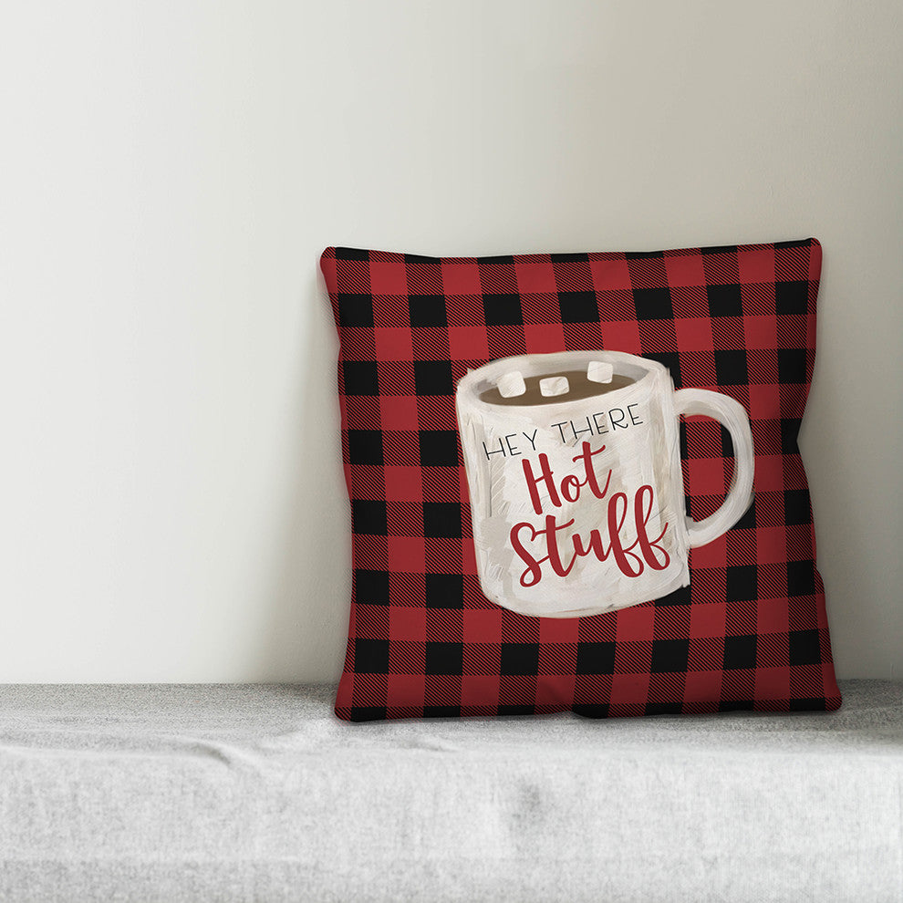 Plaid Hot Cocoa 16"x16" Throw Pillow