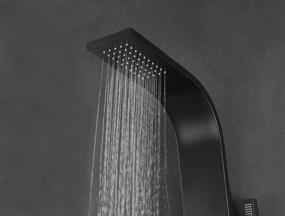 Aura 2-Jetted Shower Panel With Heavy Rain Shower and Spray Wand, Matte Black