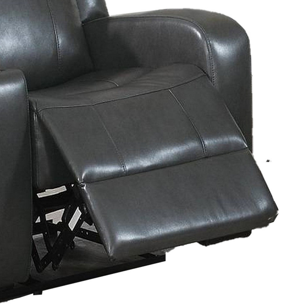 Benzara BM233103 Upholstered Power Loveseat, USB Port and Padded Headrest, Black