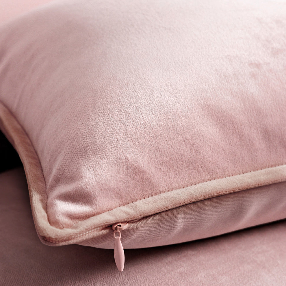 A1HC Soft Velvet Throw Pillow Covers Only, Set of 2, Pink, 24"x24"