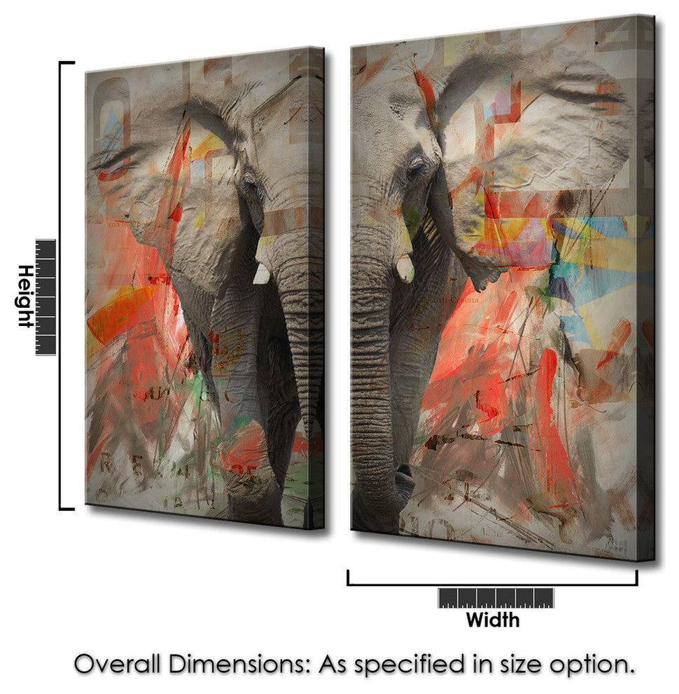 Saddle Ink Elephant I Double Panel Wall Art, 40"x20" 2-Panels