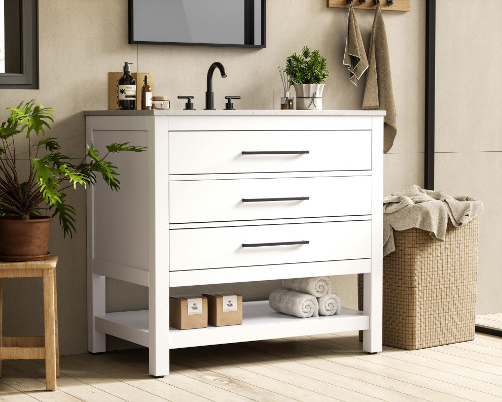 Home Living 36" Single Bathroom Vanity, White