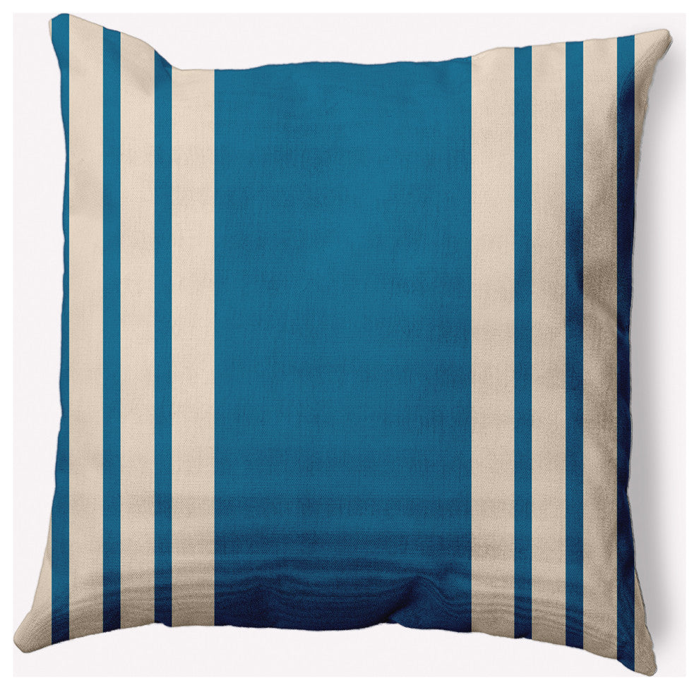 18" x 18" Stripe Indoor/Outdoor Polyester Throw Pillow, Autumn Blue