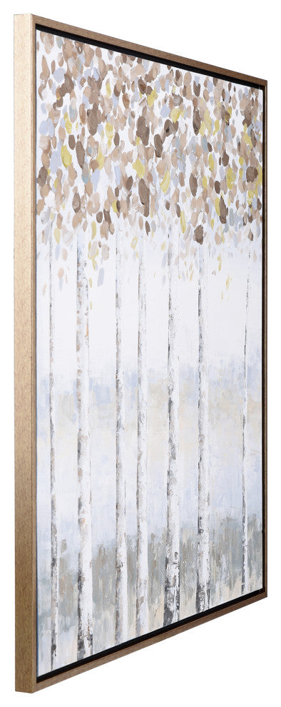 Birch Shade | 30in X 40in Hand Painted Framed Textured Stretched Canvas