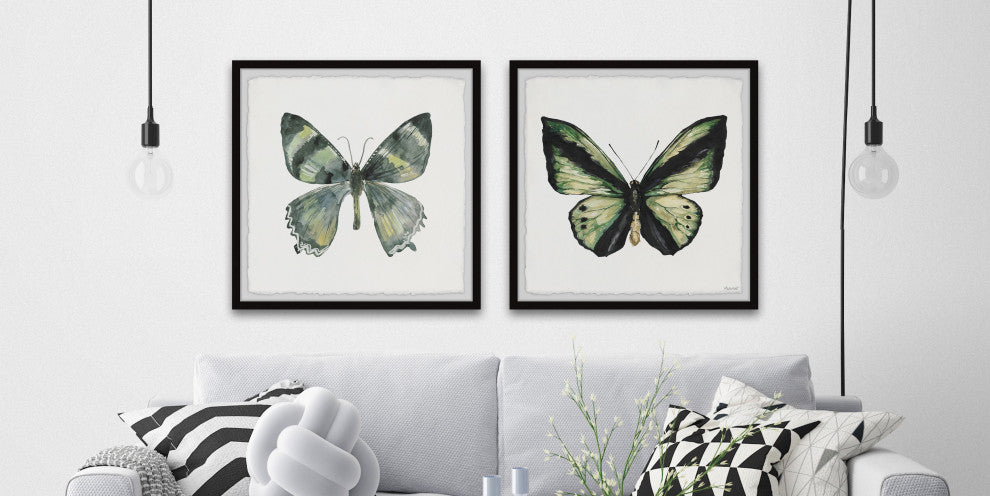 Lovely Green Butterflies Diptych, 36"x18"