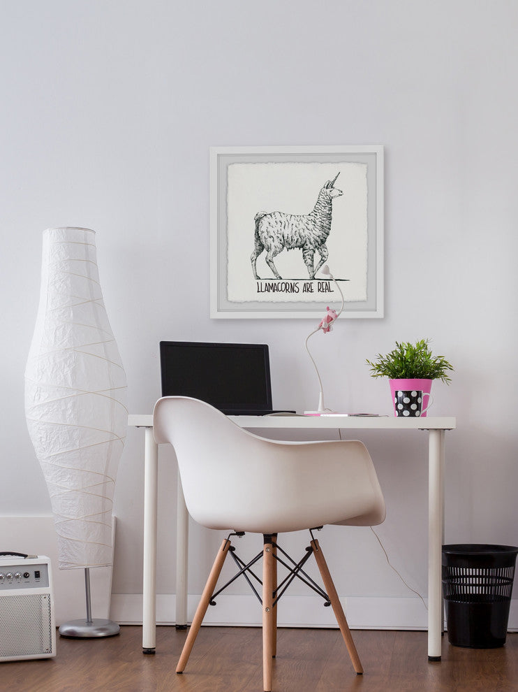"Llamacorns Are Real" Framed Painting Print, 32"x32"