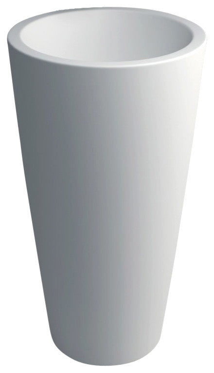 ADM Circular Freestanding Pedestal Sink, White, 20", Glossy White