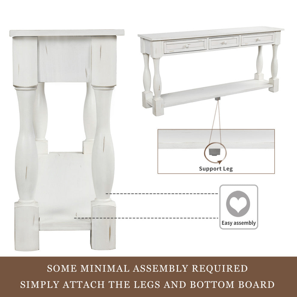 Gewnee Console Table 64" Long Sofa Table Easy Assembly