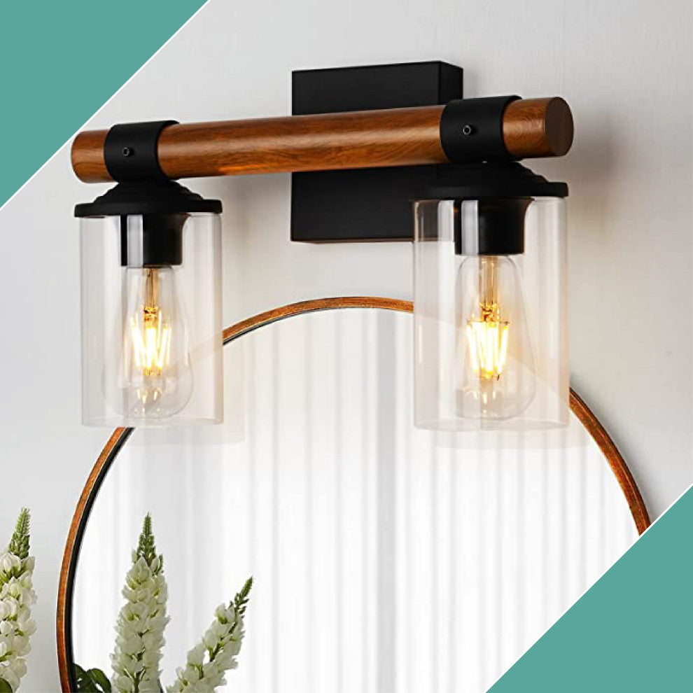 2-Light rustic bathroom light fixtures Farmhouse rustic vanity lights