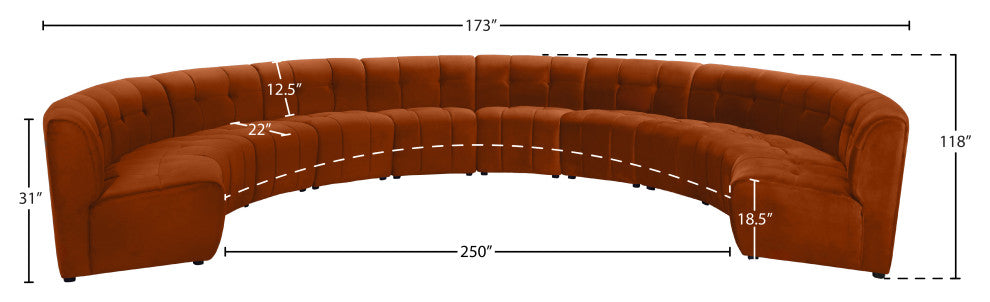 Limitless Velvet Upholstered 10-Piece Modular Sectional, Cognac