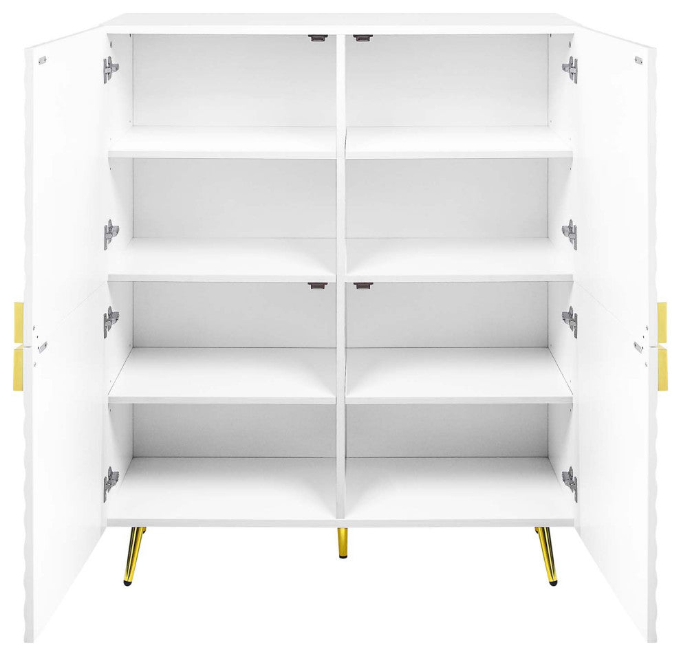 White Wooden Cabinet With Adjustable Shelf