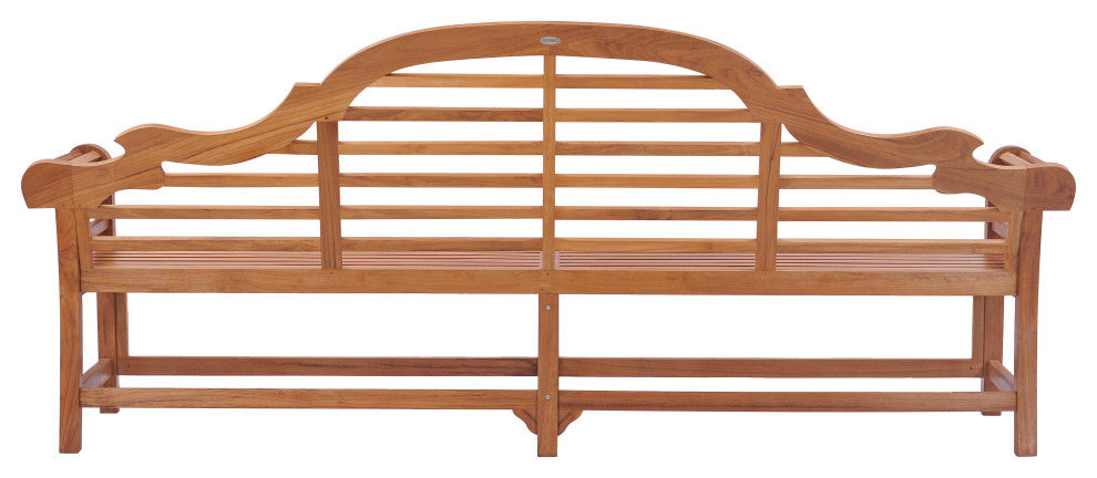 Teak Wood Lutyens Quadruple Outdoor Patio Bench, 8 Foot