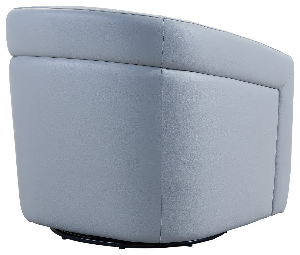 Desi Contemporary Swivel Accent Chair in Dove Gray Genuine Leather
