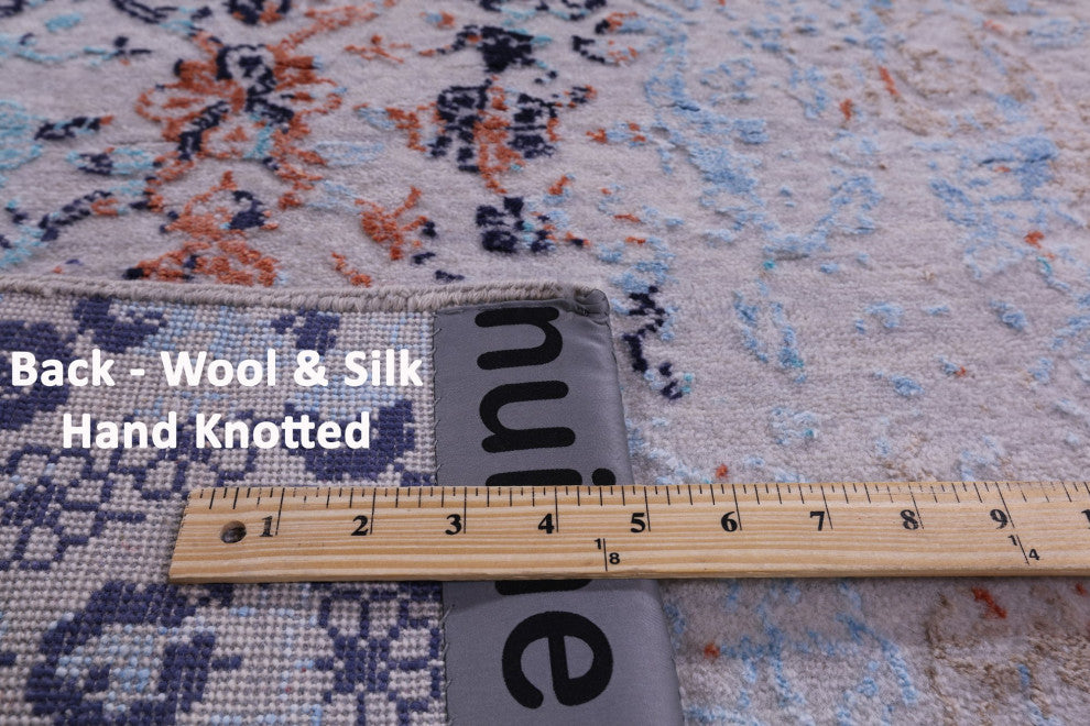Runner Hand-Knotted Wool and Silk Modern Rug 2' 6" X 12' 1" Q11826