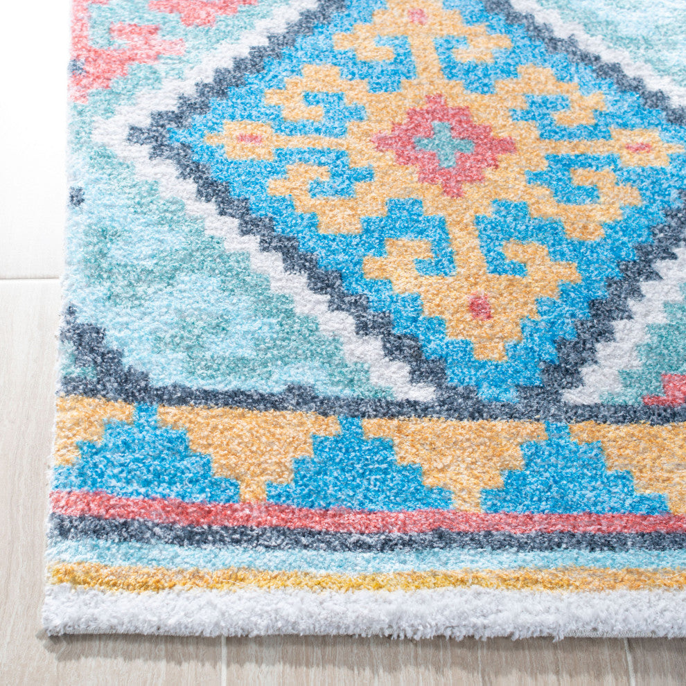 Safavieh Saffron Sfn560M Southwestern Rug, Blue and Aqua, 5'0"x8'0"