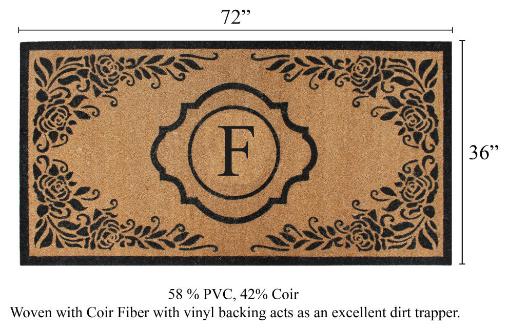 A1HC First Impression Hand Crafted Ella Entry Coir Monogrammed Double Doormat, F