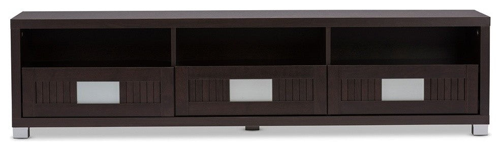 Gerhardine Dark Brown Wood 3-Drawer TV Cabinet