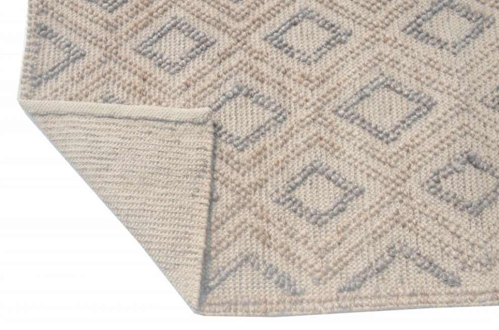 8"x11" Tan Gray Diamond Lattice Modern Area Rug