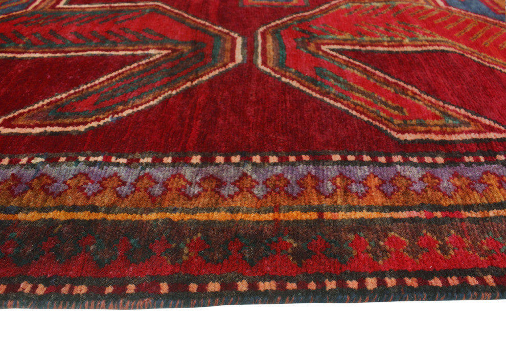 Fine Vintage Distressed Ouissal Burgundy/Navy Runner, 3'10x9'6