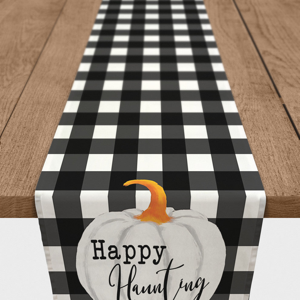 Happy Haunting Buffalo Check Table Runner