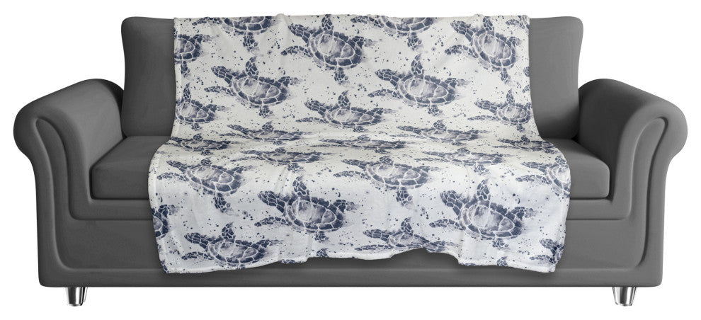 Splatter Sea Turtle 50x60 Throw Blanket, Navy