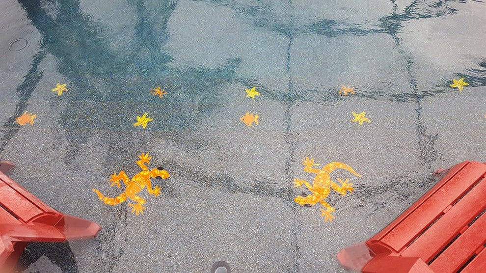 Large Gecko Ceramic Swimming Pool Mosaic 20"x19", Orange