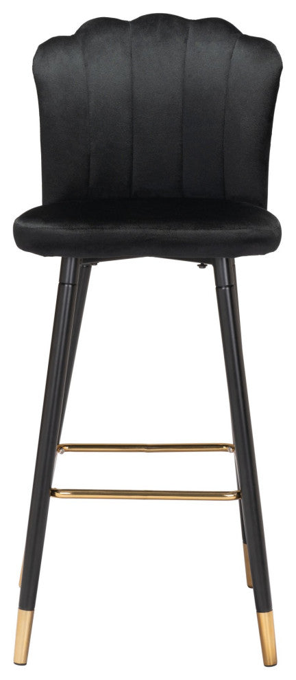 Bar Stool Chair Barstool, Steel Metal, Fabric, Black, Gold, Kitchen Cafe Bistro