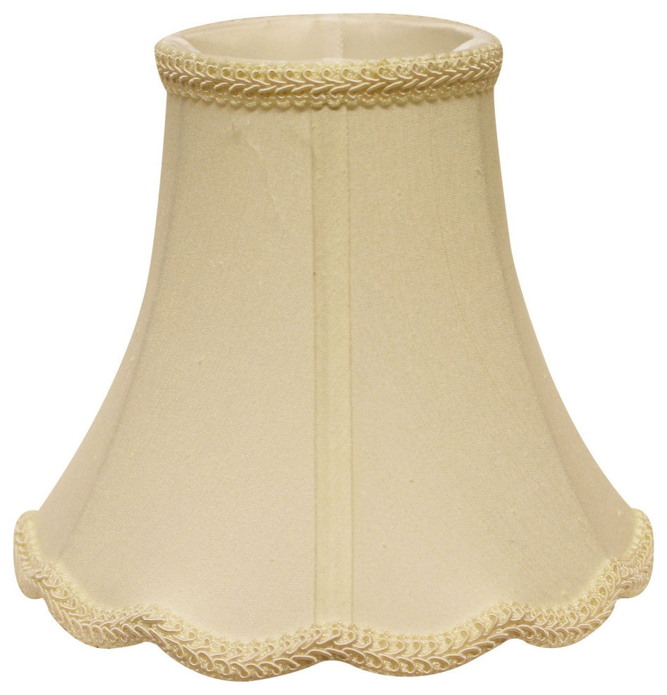 18" Ivory Slanted Scallop Bell Monay Shantung Lampshade