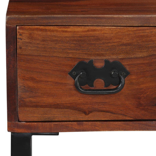 vidaXL Desk Home Office Computer Desk Solid Sheesham Wood and Real Leather
