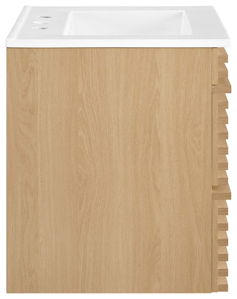 Render 24" Wall-Mount Bathroom Vanity, Oak White