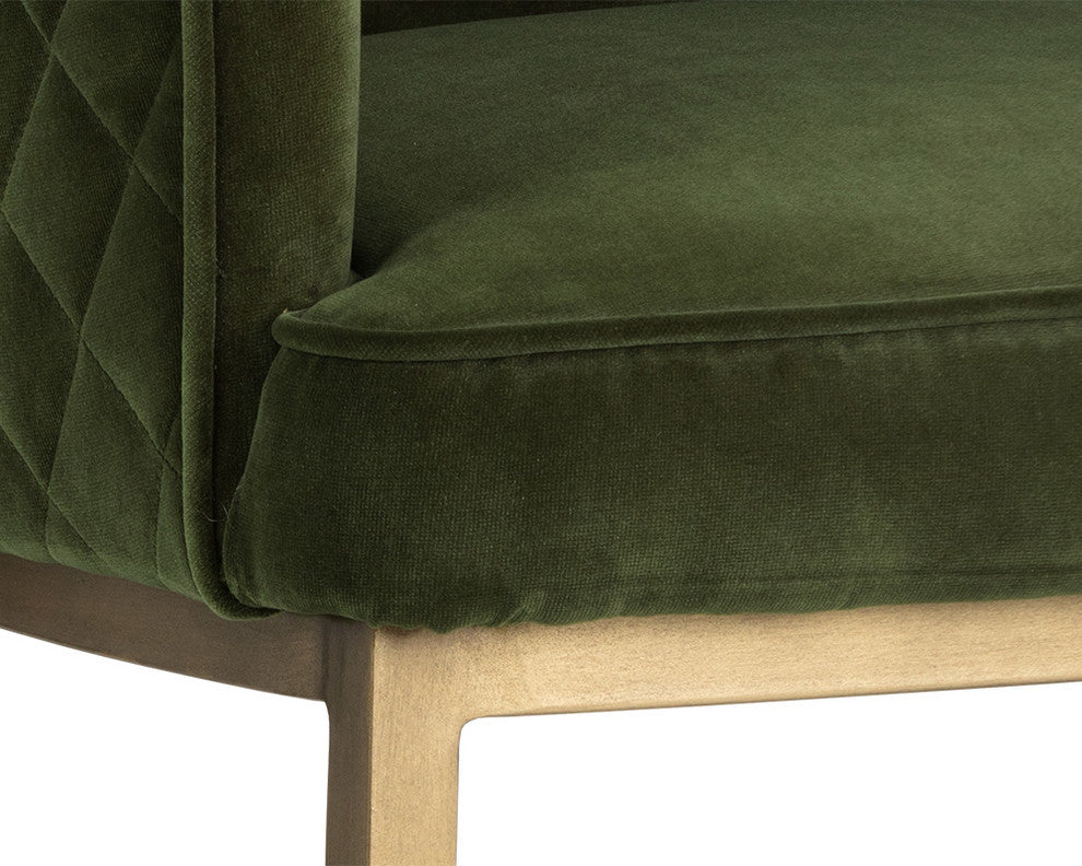 Cornella Dining Chair, Antique Brass, Green