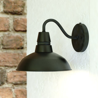 Buena Park 1-Light Dusk to Dawn Black Dome Barn Wall Lantern