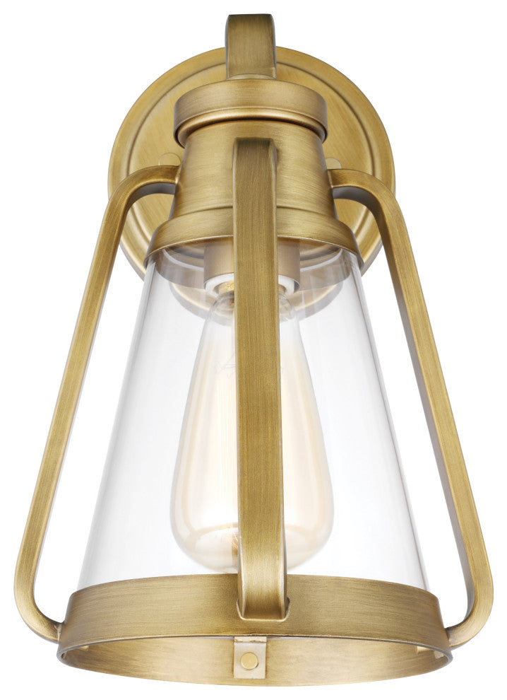Everett 1-Light Small Wall Sconce, Natural Brass With Clear Glass