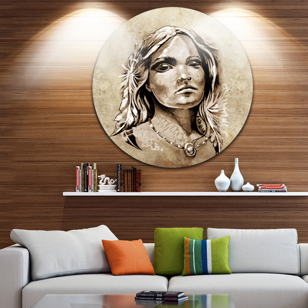 Lovely And Passionate Look, Portrait Digital Art Round Wall Art, 23"