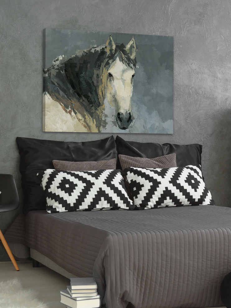 "Dark-Haired Horse" Painting Print on Wrapped Canvas, 60"x40"