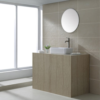 Elavo Ceramic Rectangle Vessel White Sink, PU Drain Satin Nickel