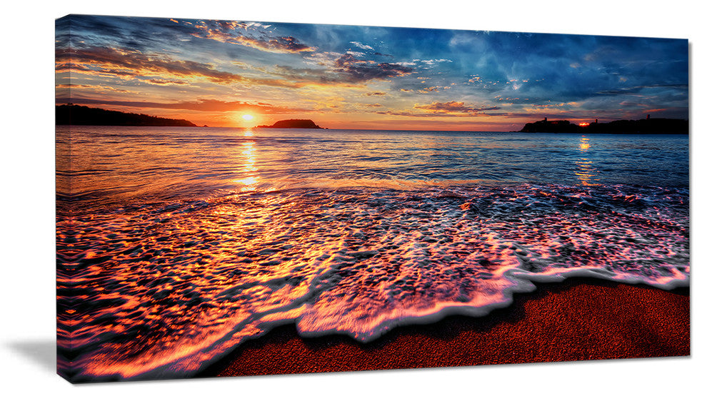 "Peaceful Evening Beach View" Seashore Canvas Wall Art, 40"x20"