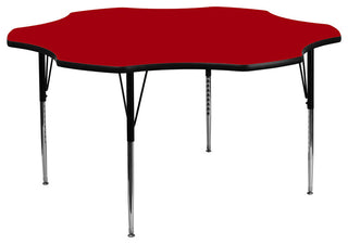 60' Flower Red Thermal Laminate Activity Table - Standard Height Adj. Legs