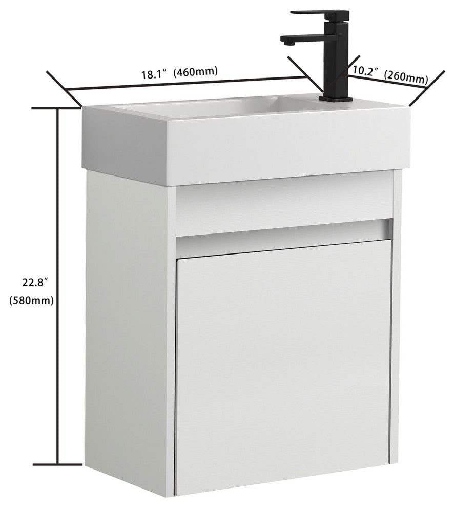 18" Mini Bath Vanity Set, Resin Vanity Top