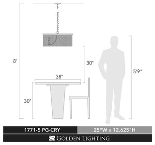 Golden Lighting 1171-5 CRY Marilyn 5 Light 25"W Taper Candle - Peruvian Gold
