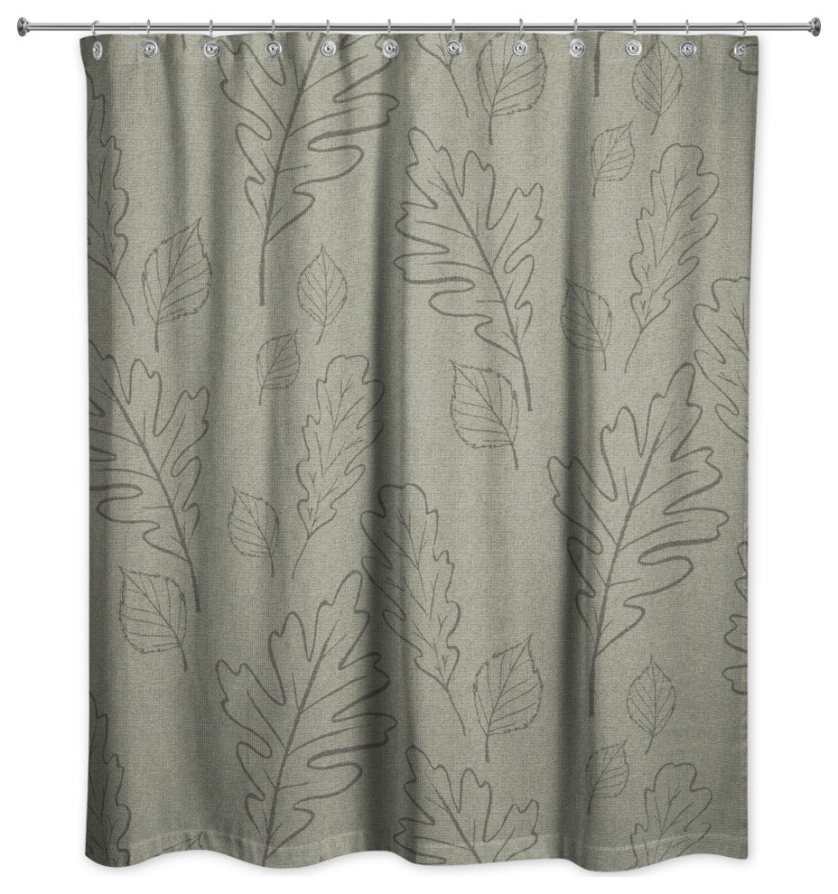 Green Large Leaf Pattern 71x74 Shower Curtain