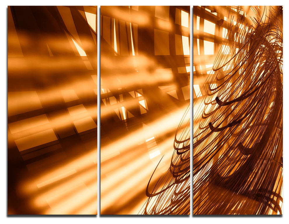 "Fractal 3-D Brown Bold Tangle" Art Canvas Print, 3 Panels, 36"x28"