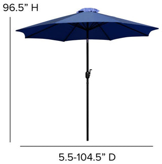 9' Round Umbrella With Crank & Tilt Function, Navy