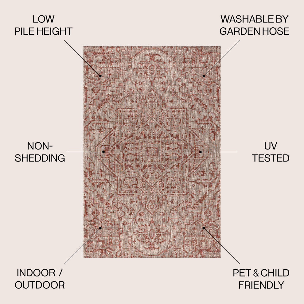 Estrella Bohemian Medallion Textured Weave Indoor/Outdoor Area Rug