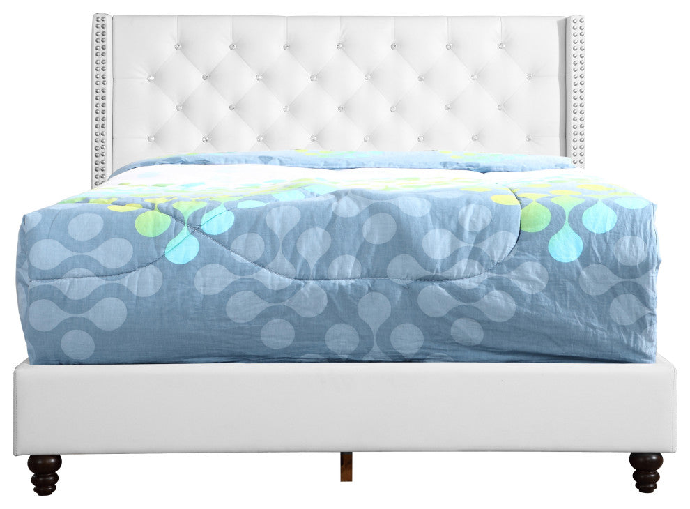 Mina Upholstered Faux Leather Bed, White, King