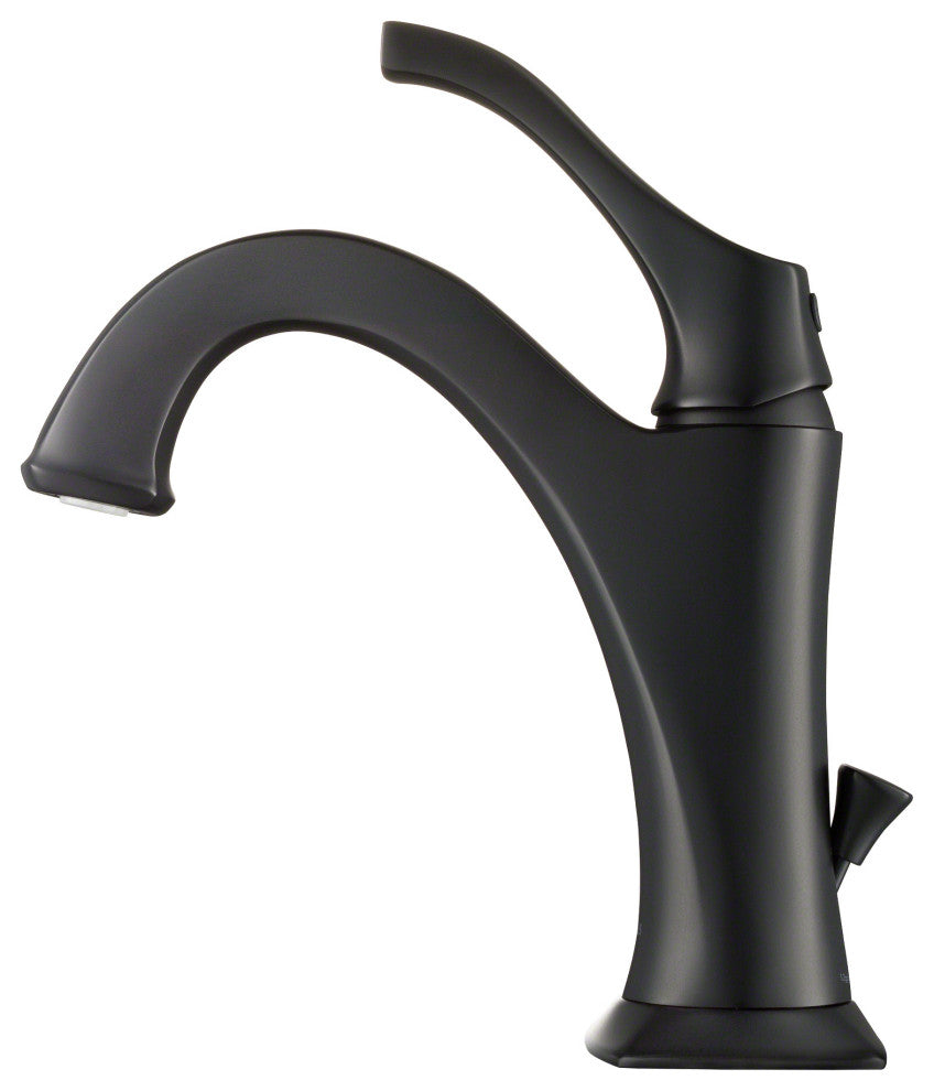 Kraus Arlo Single Handle Basin Faucet, Lift Rod Drain, Matte Black, Set of 2