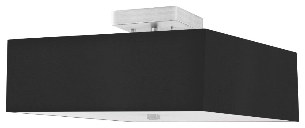 Black Transitional Semi-Flush Mount With Satin Chrome Metal