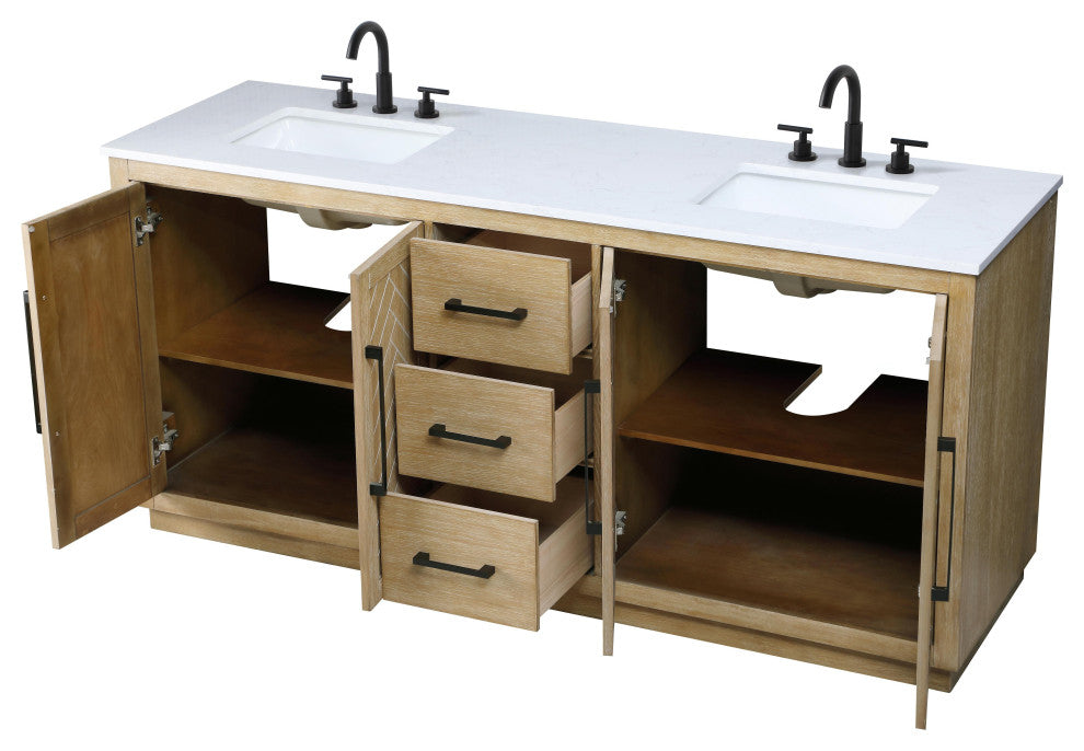 Home Living 72" Double Bathroom Vanity, Linen Oak