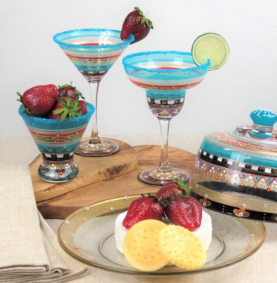 Mosaic Carnival Margarita Glasses, Set of 2