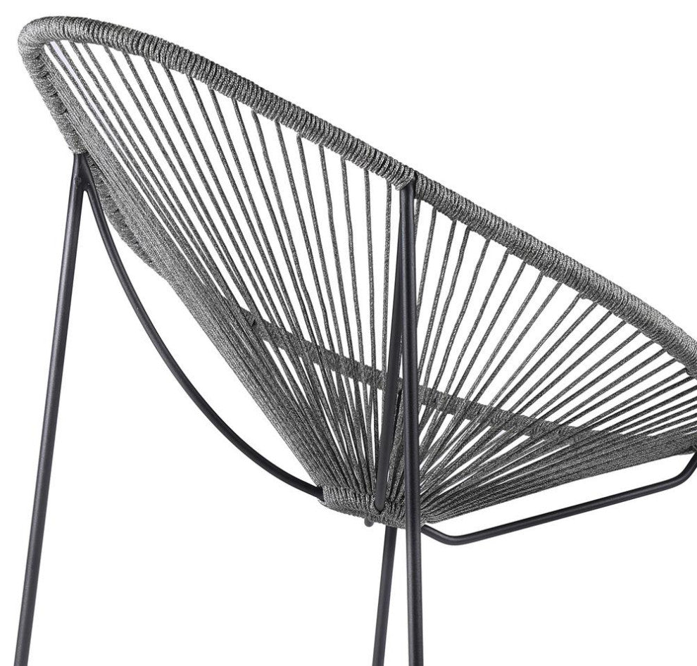 Acapulco Indoor Outdoor Steel Papasan Lounge Chair with Grey Rope